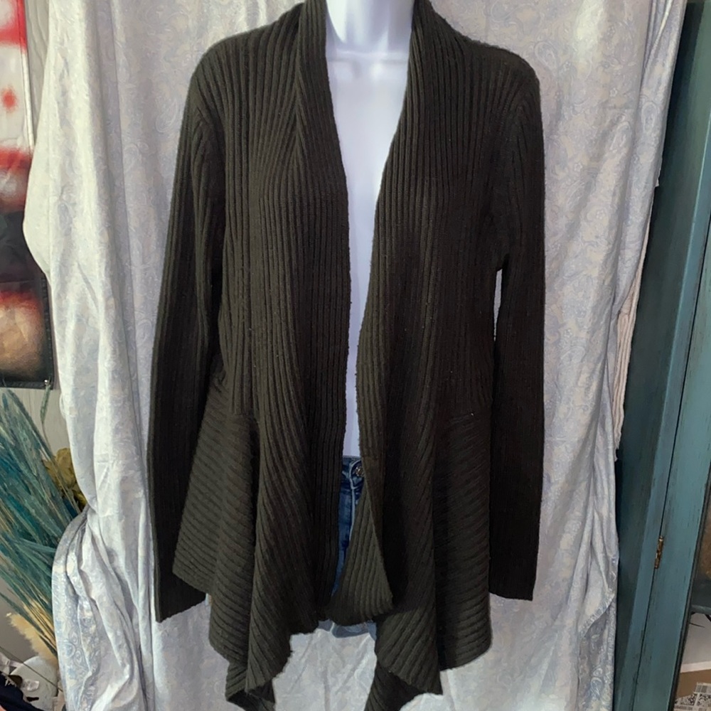 2/$20 Brown Knitted Long Sleeve Open Front Drapey Cardigan Sweater Sz XL